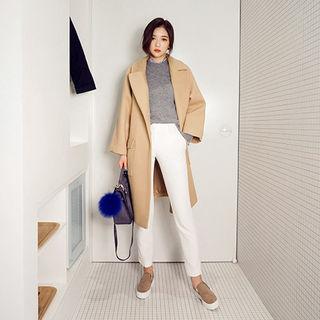 Flap-pocket Wool Blend Coat