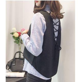 Lace-up Back V-neck Knit Vest