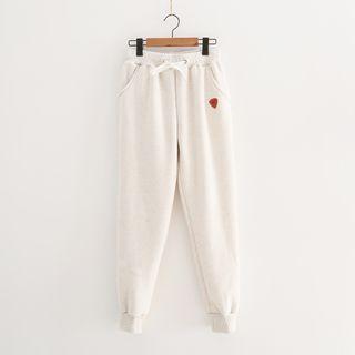 Drawstring Fleece-lined Sweatpants