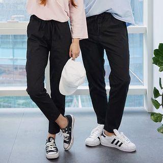 Couple Band-waist Tapered Pants