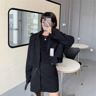 Printed Letter Jacket / Embroider Letter Top / Cargo Skirt