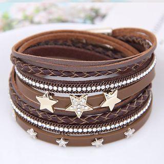 Star Rhinestone Leather Bracelet