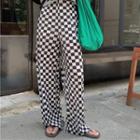 Checkered Wide Leg Pants Checker - Black & White - One Size