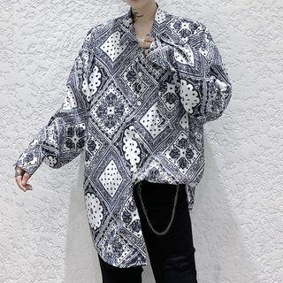 Geometry Printed Oversized Long-sleeve Shirt