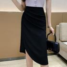 Asymmetric Ruched Straight-fit Skirt
