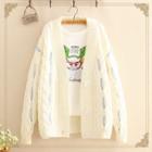 Cable-knit Open-front Knit Cardigan