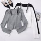 Belted-strap Slim-fit Knit Top