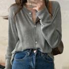 Plain Knitted Cropped Cardigan