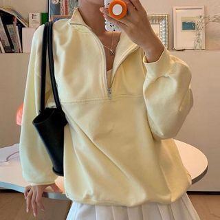 Stand-collar Zip Oversize Sweatshirt