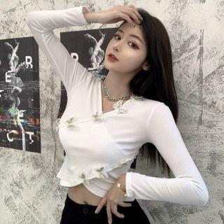 Long-sleeve Butterfly Accent T-shirt
