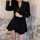 Plain Mini Shirtdress Black - One Size