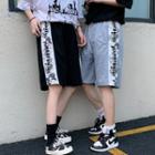 Side Letter Print Straight Leg Shorts
