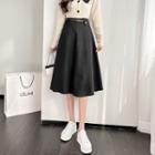 High-waist Plain A-line  Midi Skirt