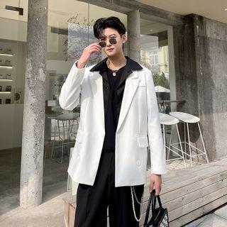 Set: Open-collar Shirt + One-button Blazer