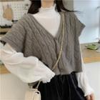 Turtleneck Long-sleeve Top / Cable-knit Vest