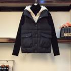 Turtleneck Sweater / Mock Two-piece Hooded Padded Vest