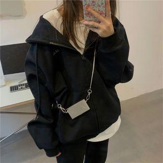 Plain Zip Hooded Jacket / Straight-cut Pants