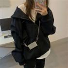 Plain Zip Hooded Jacket / Straight-cut Pants