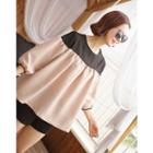 Puff-sleeve Color-block Empire Top