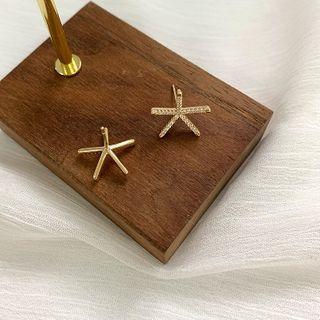 Rhinestone Starfish Earring Gold - One Size