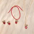 Faux Crystal Heart Pig Earring / Bracelet / Pendant Necklace / Set