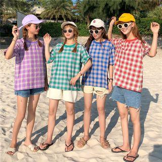Short Sleeve Plaid Tee