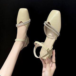 Block-heel Square Toe Sandals