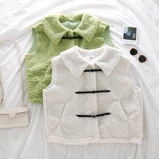 Peter Pan Collar Shearling Vest