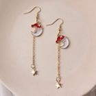 Christmas Alloy Moon & Star Dangle Earring 1 Pair - As Shown In Figure - One Size