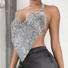 Snakeskin Print Open Back Camisole Top