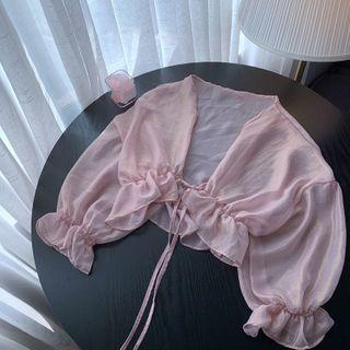 Tie-front Sheer Chiffon Jacket