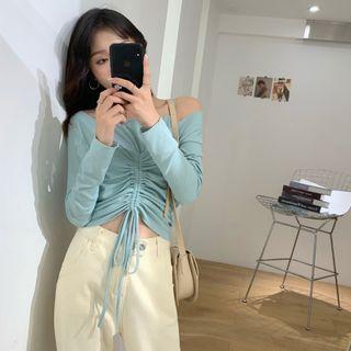 Long Sleeve Drawstring Cropped Top