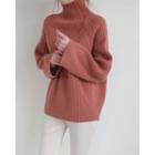 Turtleneck Wool Blend Ribbed Sweater