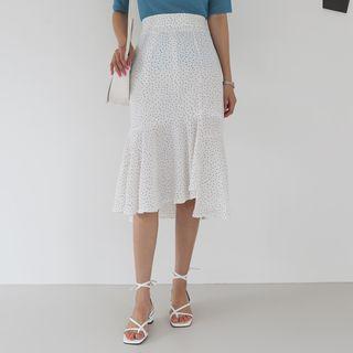 Dip-back Dotted Midi Mermaid Skirt