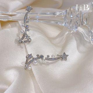 Rhinestone Star Earring 1 Pair - Rhinestone Star Earring - Silver - One Size