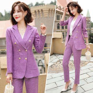 Double Breasted Tweed Blazer / Dress Pants / Set