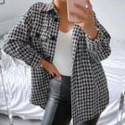 Houndstooth Buttoned Tweed Jacket