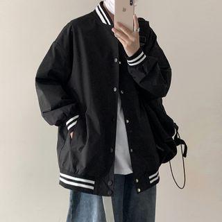 Long-sleeve Striped Baseball Jacket