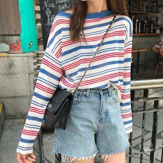 Striped Knit Top Stripes - Red & Blue - One Size
