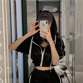 Set: Zip Hooded Jacket + Wide-leg Shorts