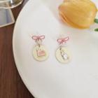 Rabbit Glaze Asymmetrical Dangle Earring 1 Pair - White & Pink - One Size