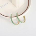 Alloy Open Hoop Earring 1 Pair - S925 Silver - Green - One Size