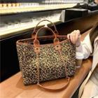 Leopard Print Faux Leather Tote Bag