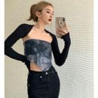 Tie-dyed Tube Top / Long-sleeve Cape Top