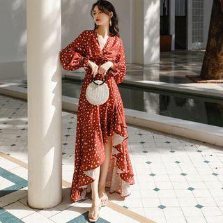 Long-sleeve Irregular Patterned Sundress