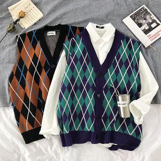 Argyle Button Knit Vest