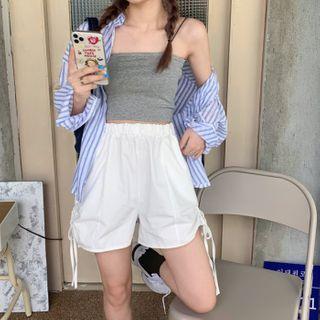 Striped Shirt / Spaghetti Strap Top / Shorts