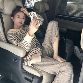 Set: Striped Hooded Sweater + Wide-leg Pants