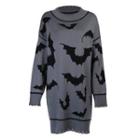 Bat Print Distressed Sweater