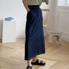 Band-waist Denim Maxi Skirt